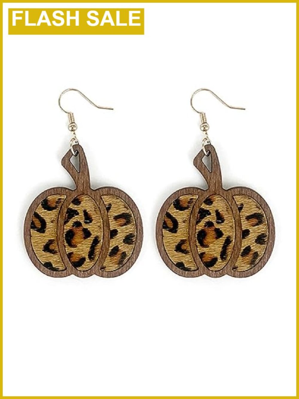 Handmade Wood Leather Pumpkin Dangle Earrings Fall Halloween Jewelry